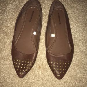 Brown jeweled flats!